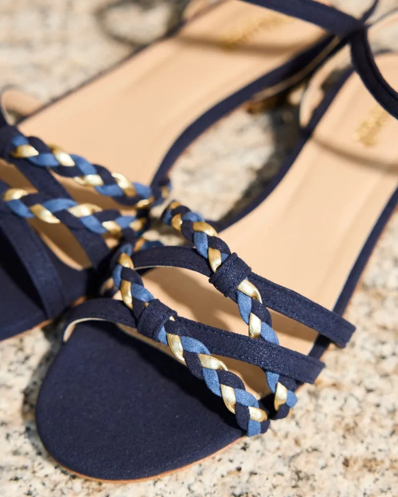 Zonza Vegan Suede Braided Sandals | Midnight Blue